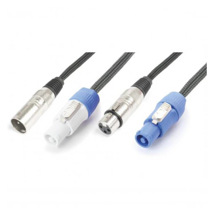 Power Dynamics 176724 3-Pin DMX & PowerCON Combo Cable - 5 meter