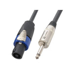 Power Dynamics 177578 5.0m NL2 to 1/4" TS Jack speaker cable with 2x 1.5mm core, used for PA audio connections.