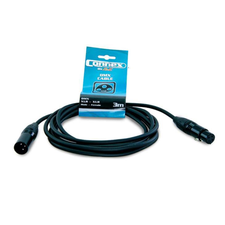 Connex DMX3P-3 3 Pin 110ohm Black DMX Lighting Cable 3m (DMX3P3)
