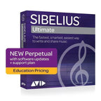Avid Sibelius Ultimate notation software education version electronic delivery with user-friendly interface on screen.