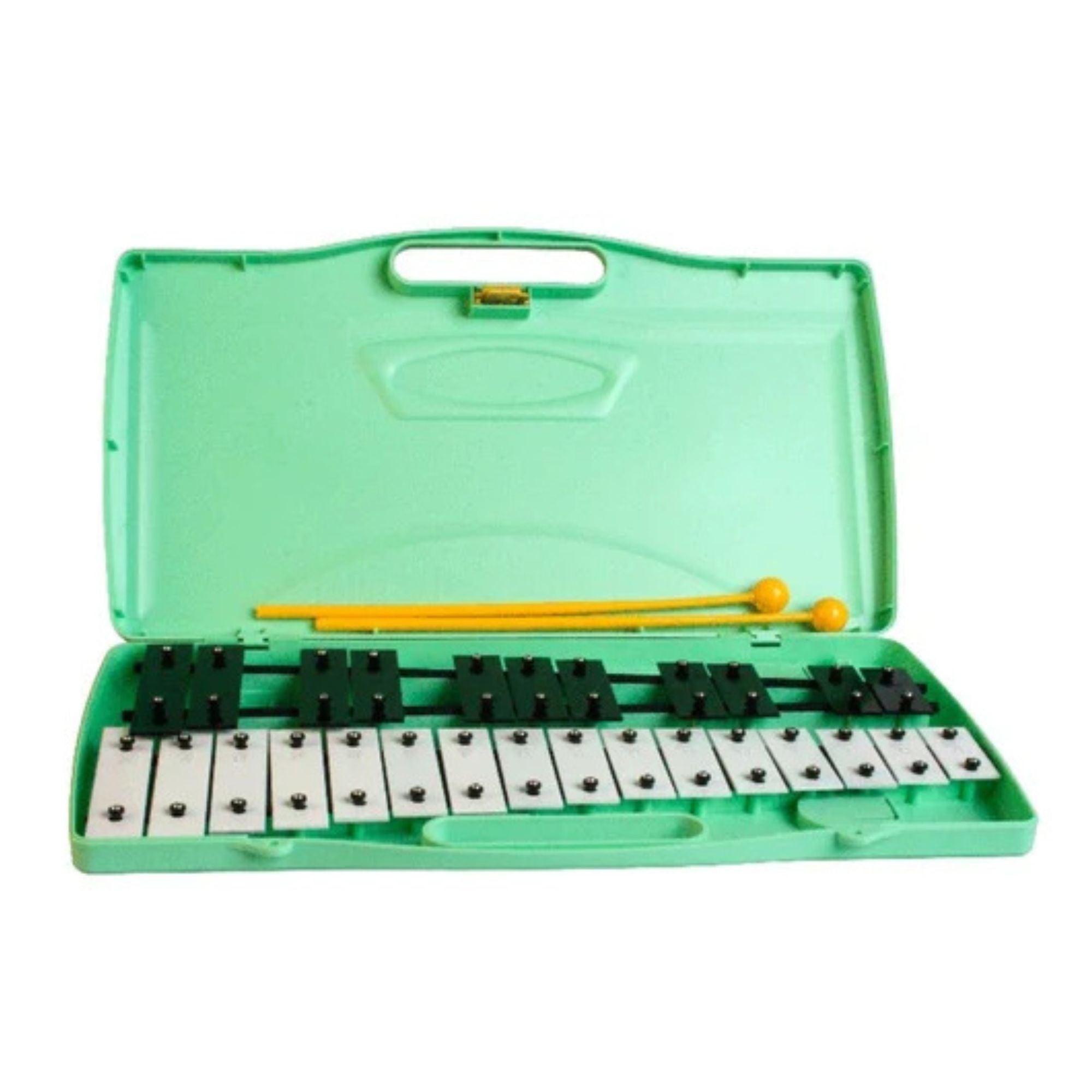 Angel Glockenspiel from the Orff percussion collection, featuring colorful metal bars and a sturdy wooden frame.