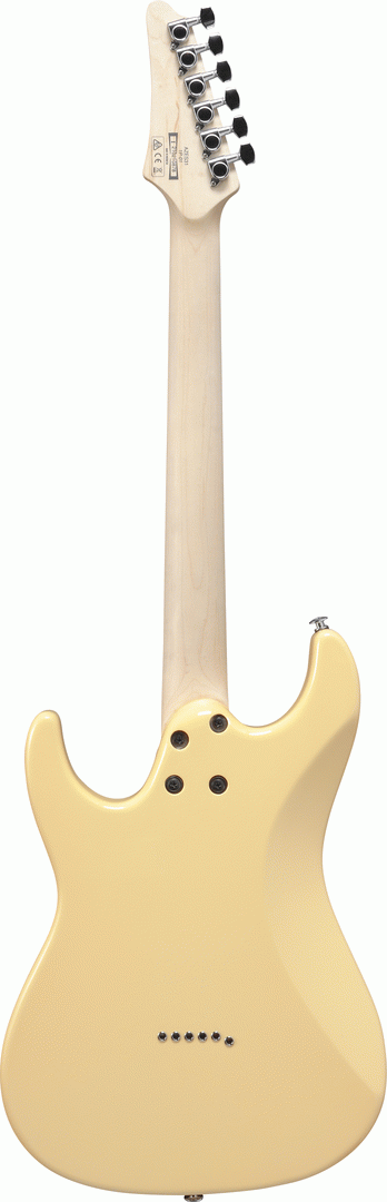 Ibanez AZES31 IV electric guitar in ivory with sleek body and six strings, showcasing its modern design and hardware.