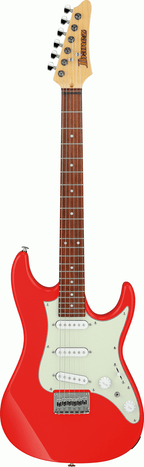 Ibanez AZES31 VM electric guitar with vermillion body, featuring a sleek design and modern hardware.