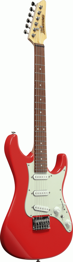 Ibanez AZES31 VM electric guitar in vermillion finish, featuring a sleek body, six strings, and modern design.