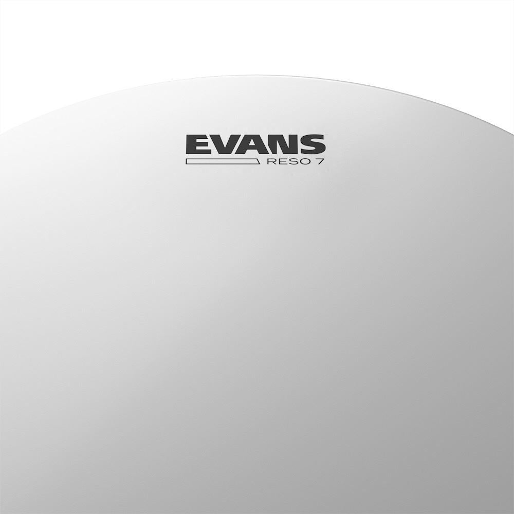 Evans 10-inch Reso 7 coated resonant drum head for resonant sound and durability on drum kit.