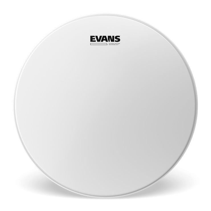 Evans 12-inch Power Center Reverse Dot coated drum head with reinforced center for enhanced durability and sound projection.
