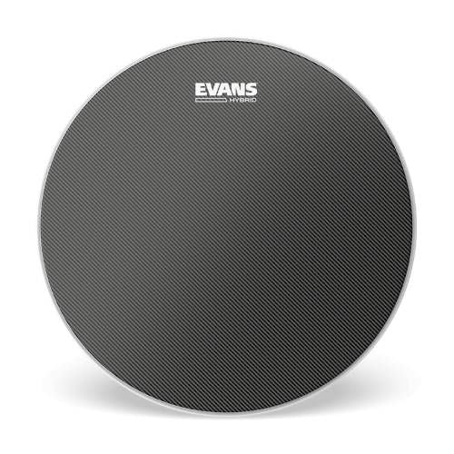 Evans 13-inch hybrid coated snare drum head with a textured surface, designed for versatile snare drum sound and durability.