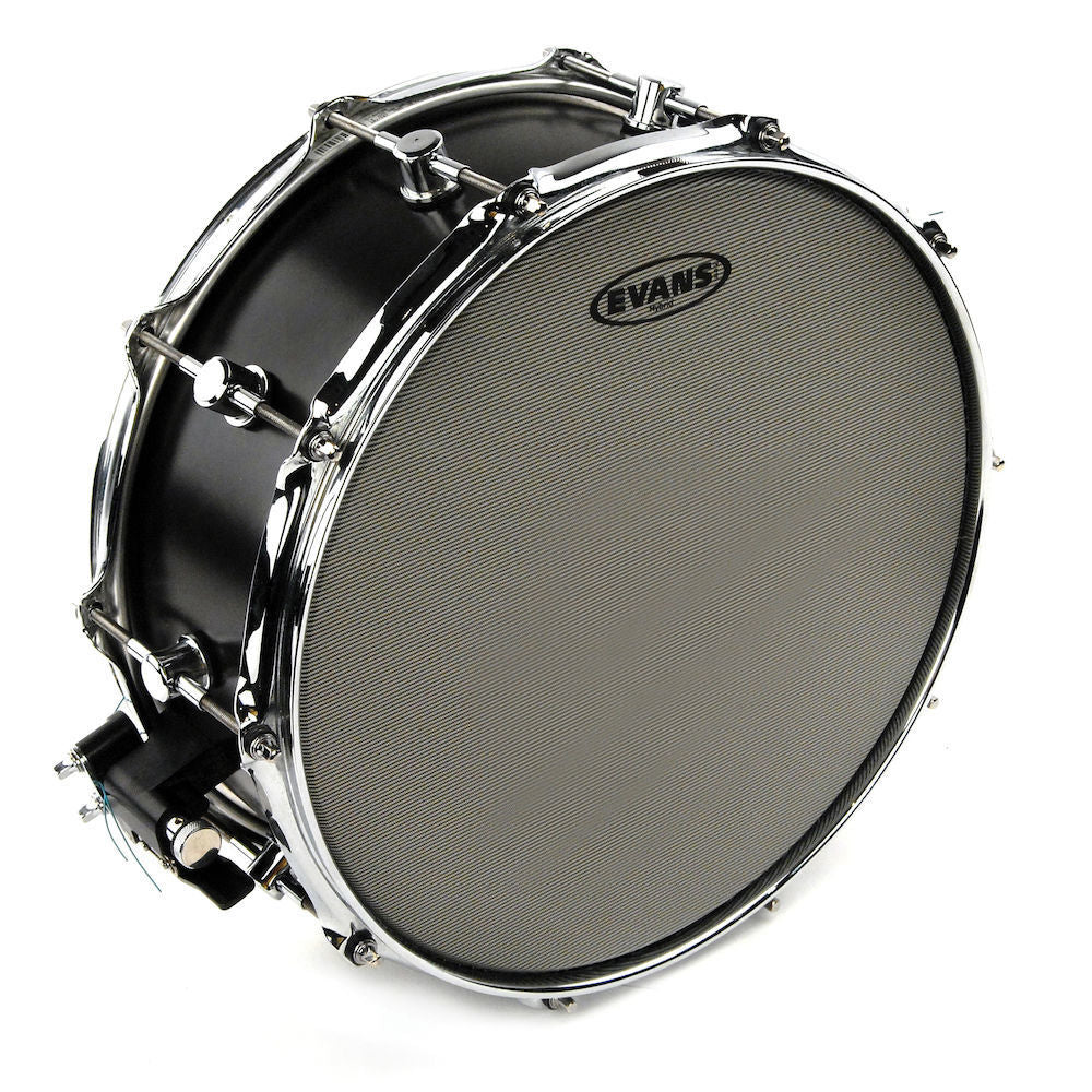 Evans 13-inch hybrid coated snare drum head, durable drum head with a coated surface for warm sound and enhanced attack.