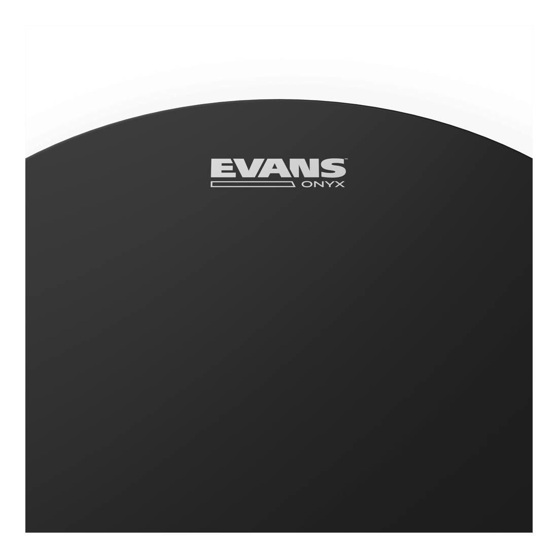Evans 14-inch Onyx 2-ply coated drum head with black finish, suitable for snare and tom drums.