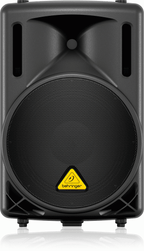 Behringer Eurolive B1500XP powered subwoofer speaker, black cabinet with front grille