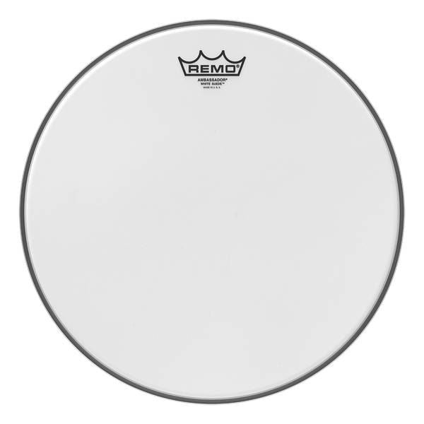Remo Ambassador White Suede 12 Inch drumhead for drums, featuring a white suede surface and durable construction.