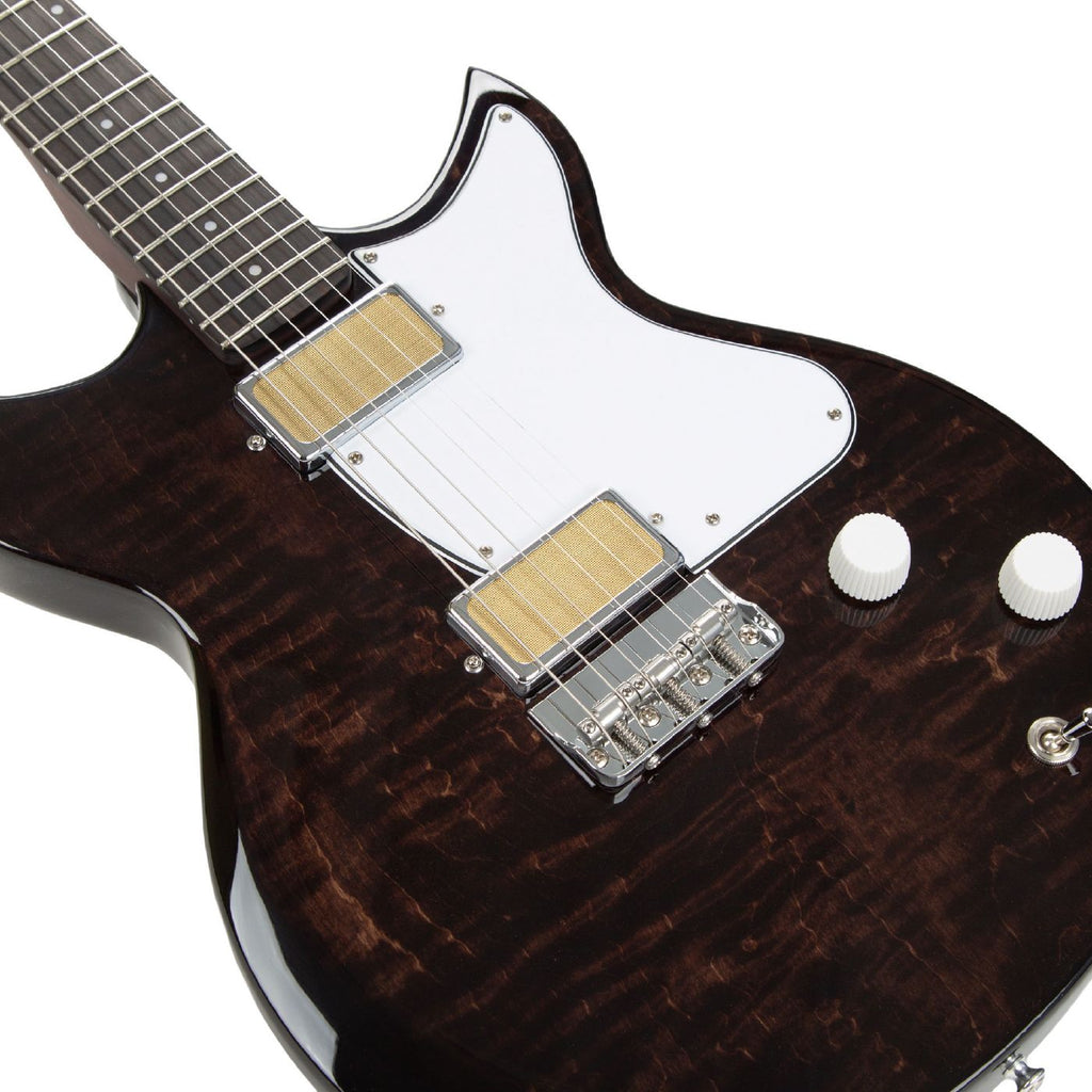 Harmony Standard Series Rebel Electric Guitar with Flame Maple Top in Transparent Black