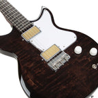 Harmony Standard Series Rebel Electric Guitar with Flame Maple Top in Transparent Black