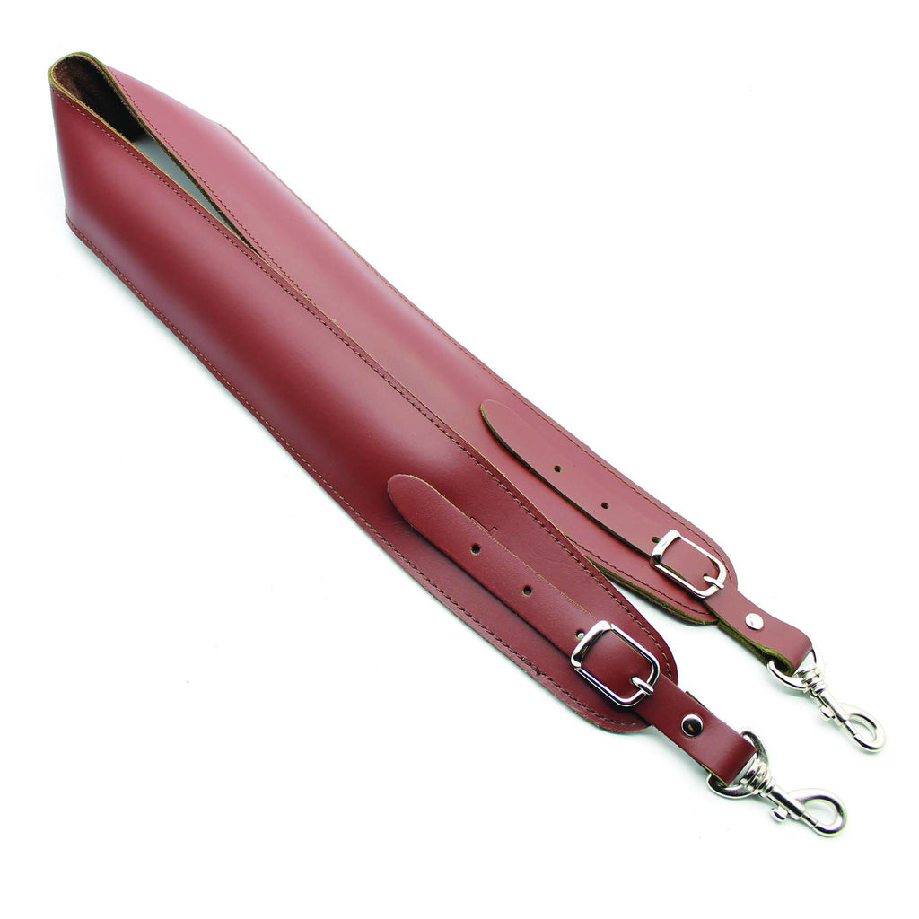 DSL Straps Bluegrass Series Leather Banjo Strap 2.5in - Maroon/Brown Clip