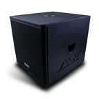 AVE Bassboy2 powered 15-inch subwoofer speaker with black enclosure and control panel, designed for powerful bass output.