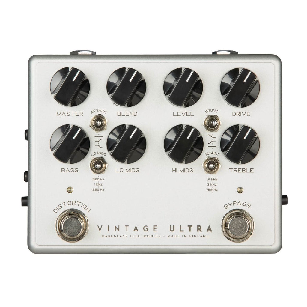 Darkglass Vintage Ultra Bass Overdrive Pedal with Aux Input, compact effects pedal for bass guitars with control knobs and input jacks