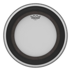 Remo SMT Emperor coated 16-inch bass drum head featuring durable coating and clear branding for drum kit use.