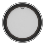 Remo SMT Emperor Coated 24-inch bass drum head showing the coated surface and branding on a drum head.