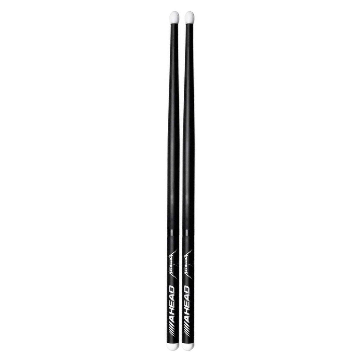 Ahead LU Lars Ulrich signature drumsticks with nylon tips, designed for drummers, showcasing the branded drumsticks on a white background.