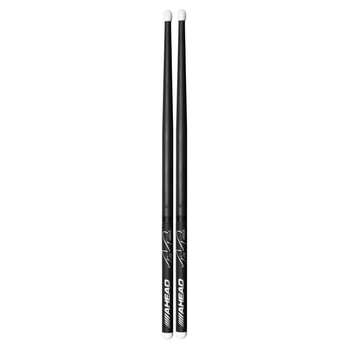 Ahead Tico/Torres LT drum sticks showing wooden handles and metal tips, designed for versatile drumming styles.
