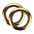 Pair of brass Ahead Bass Drum O's HBR-2 2-inch hole port rings on drum, showcasing durable, polished brass design for bass drum enhancement.