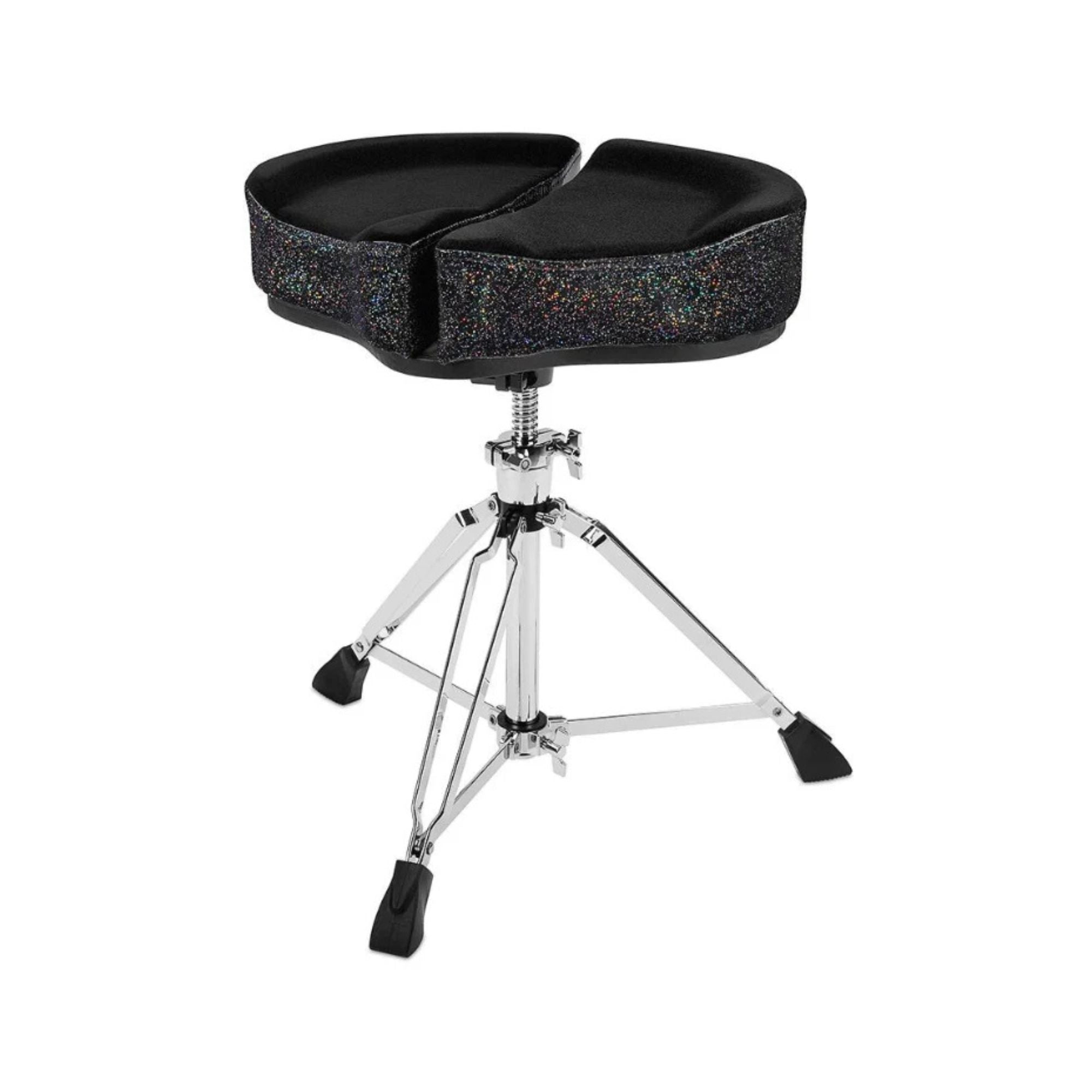 Ahead Spinal Glide 3 Leg Drum Throne in black, featuring adjustable height and padded seat for comfortable drumming support.
