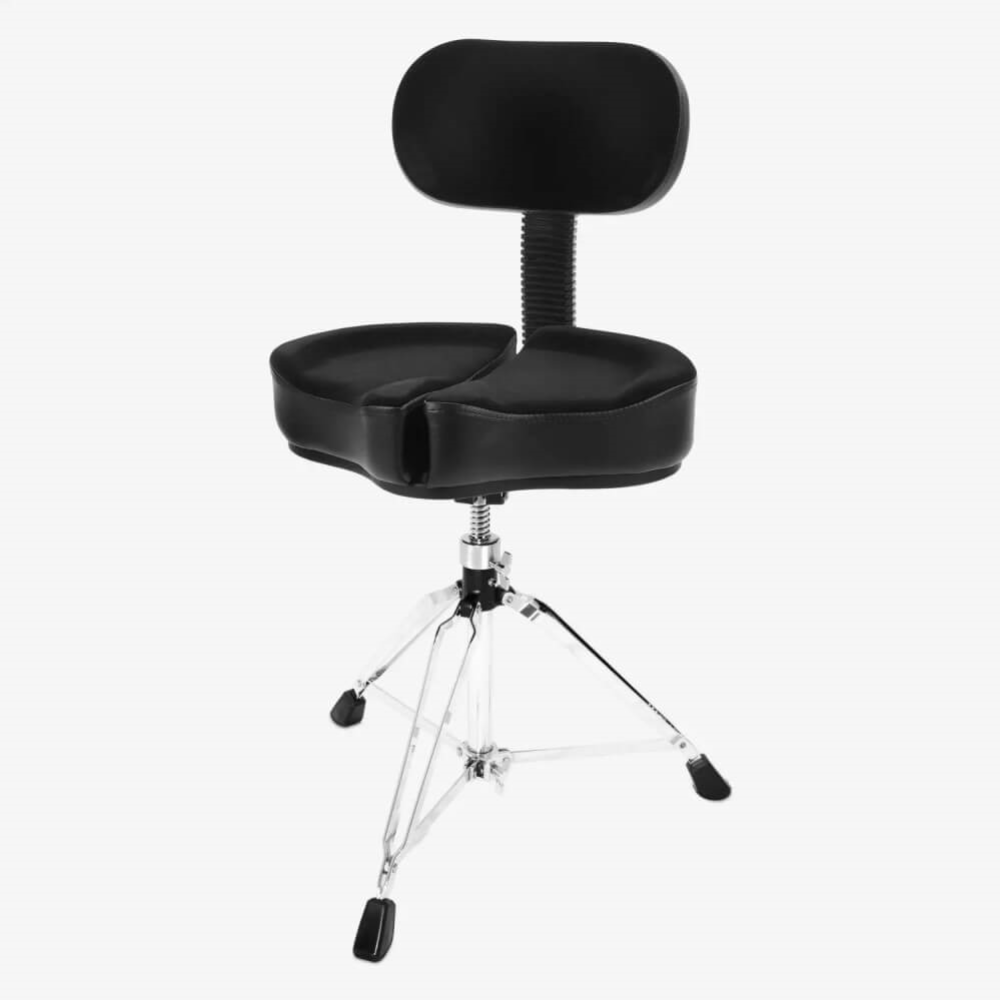 Ahead Spinal-G Saddle Top 3-Leg Drum Throne with Backrest - Black