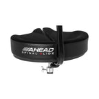 Ahead Spinal-G Drum Throne with backrest in black, adjustable height and padded seat for comfortable drumming support.