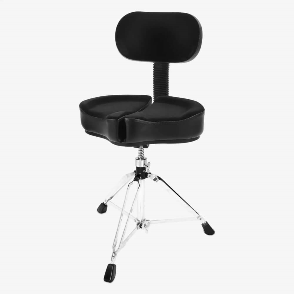 Ahead Spinal-G Saddle Top 3-Leg Drum Throne with Backrest - Black