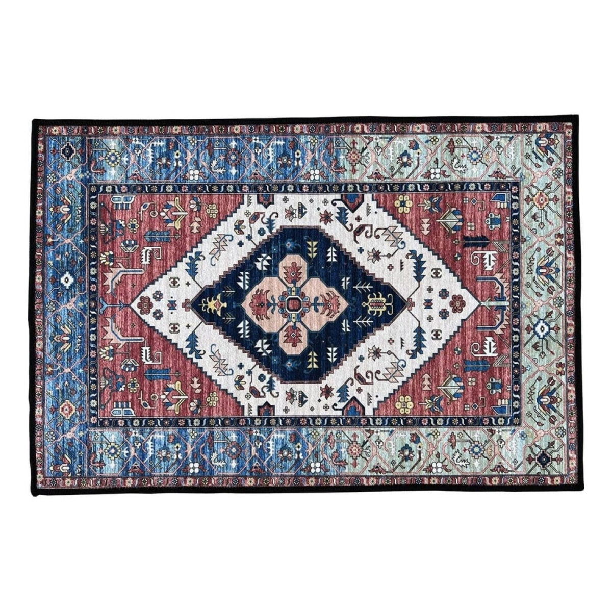 Ahead Persian drum rug 78 x 62 inches with intricate traditional patterns, designed for drum hardware stability.