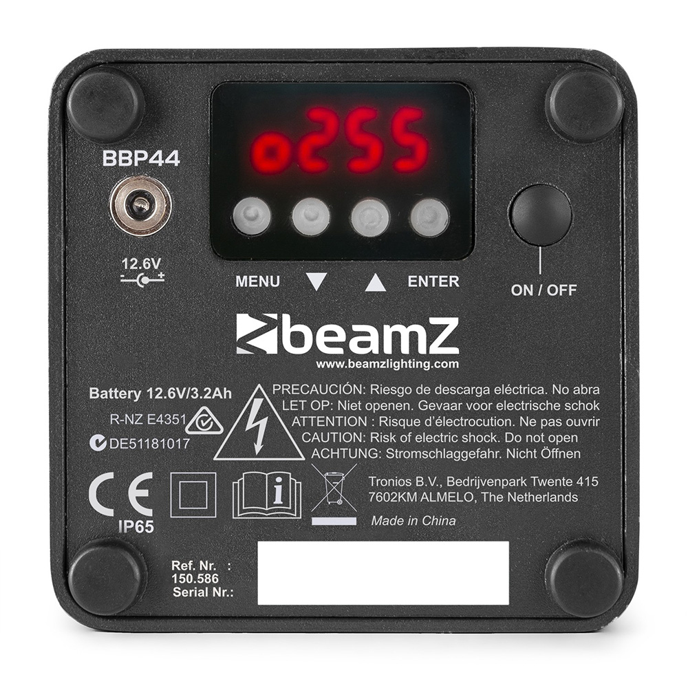 Beamz BBP44 Uplight Par 4x4W Wireless DMX IRC