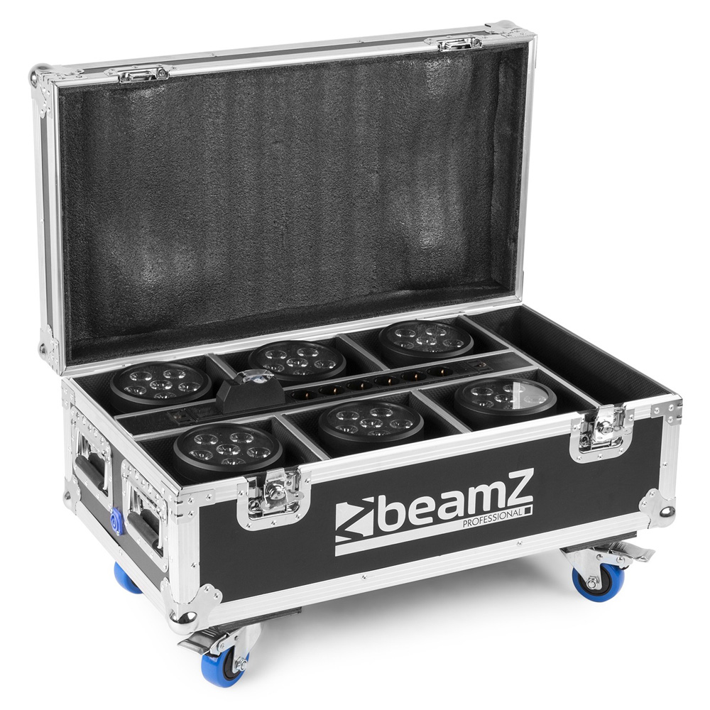 Beamz PRO BBP66 Uplight Par 6X6W DMX Flightcase