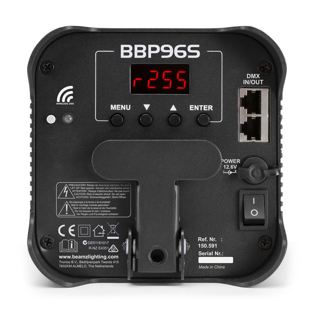 Beamz BBP96S Uplight Par 6x12W Wireless DMX IRC