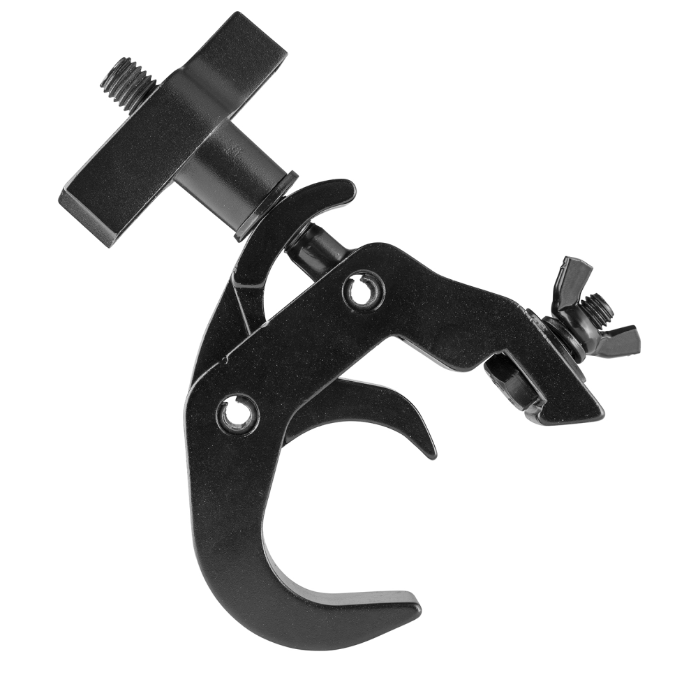 Beamz BC50B-250T self-locking quick trigger clamp showing metal construction and locking mechanism for secure grip up to 250kg.