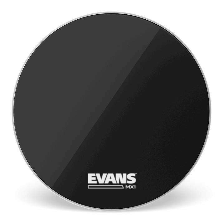 Evans MX1 Black Marching Bass Drum Head, 16 Inch