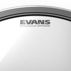 Evans EMAD2 18-inch clear bass drum head with dampening ring, designed for deep, resonant bass drum sound.