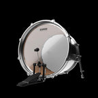 Evans G2 Clear 22-inch bass drumhead with double-ply design and Evans branding, suitable for bass drum percussion.