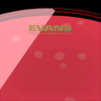 Evans 22-inch Red Hydraulic bass drum head, drum head with a smooth red surface and hydraulic muffling for deep bass sounds