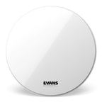 Evans 26-inch smooth white bass drumhead with no port design, ideal for resonant sound in drumming.