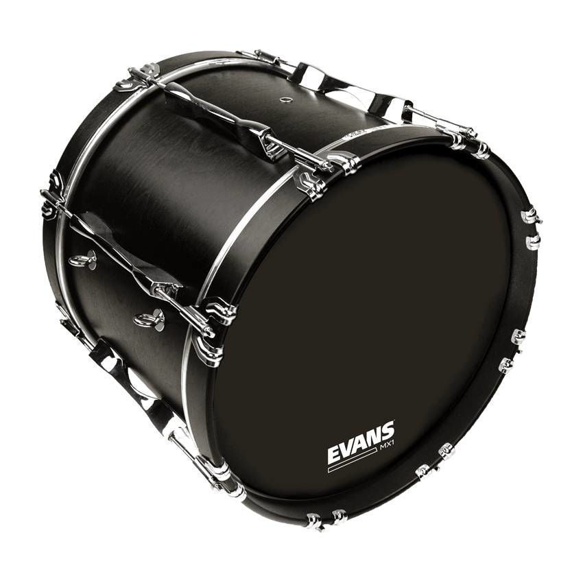 Evans MX1 Black Marching Bass Drum Head, 28 Inch
