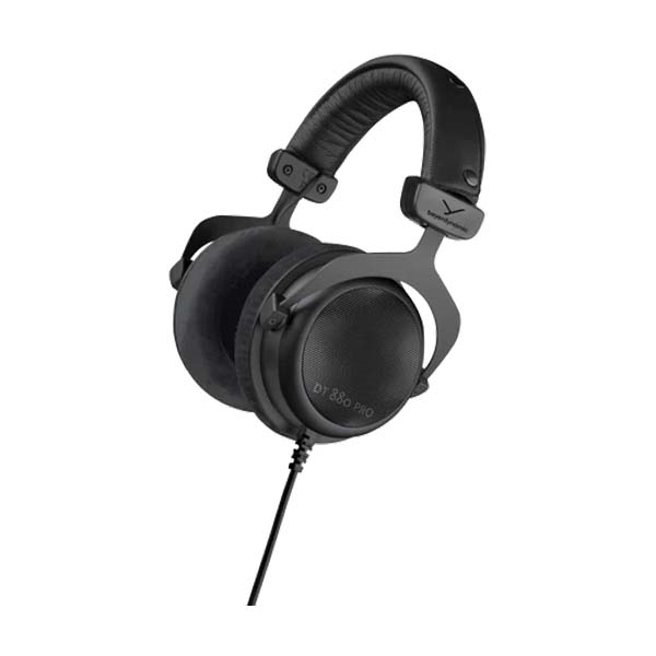 Beyerdynamic DT880 PRO semi-open studio headphones in black with 250Ω impedance, featuring over-ear design and adjustable headband.