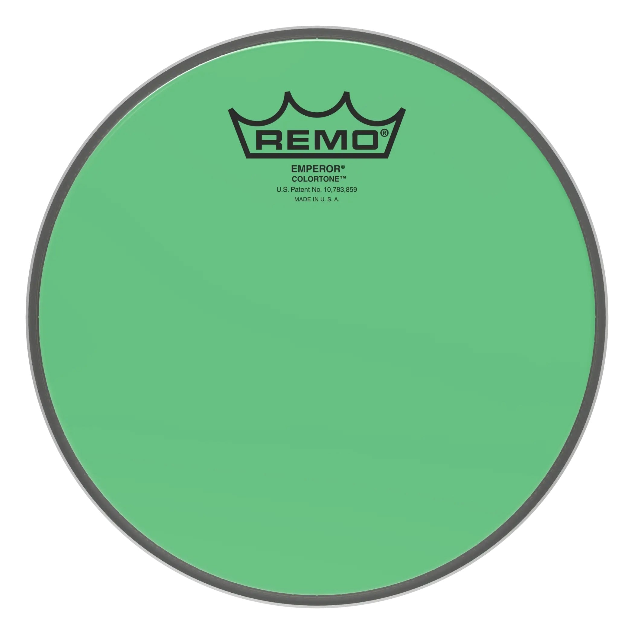 Remo Colortone Emperor 8-inch green drumhead, vibrant and durable percussion instrument head for drums.