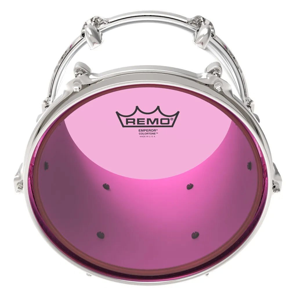 Pink Remo Colortone Emperor 16-inch drum head, high-quality drum head for drums, with colorful design and durable surface.