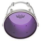 Remo Emperor Colortone 8-inch purple drum head with a vibrant purple finish and textured surface for drums.
