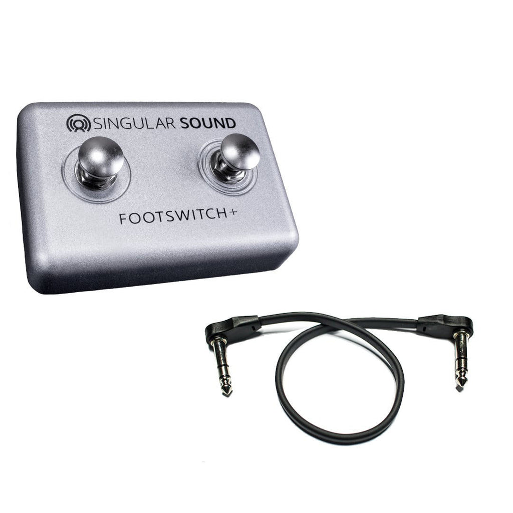 Singular Sound BeatBuddy BBFS effects pedal footswitch with two footswitch buttons on a black pedal surface.