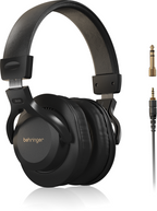 Behringer BH20 closed-back studio headphones with black ear cups and headband, designed for professional audio monitoring.