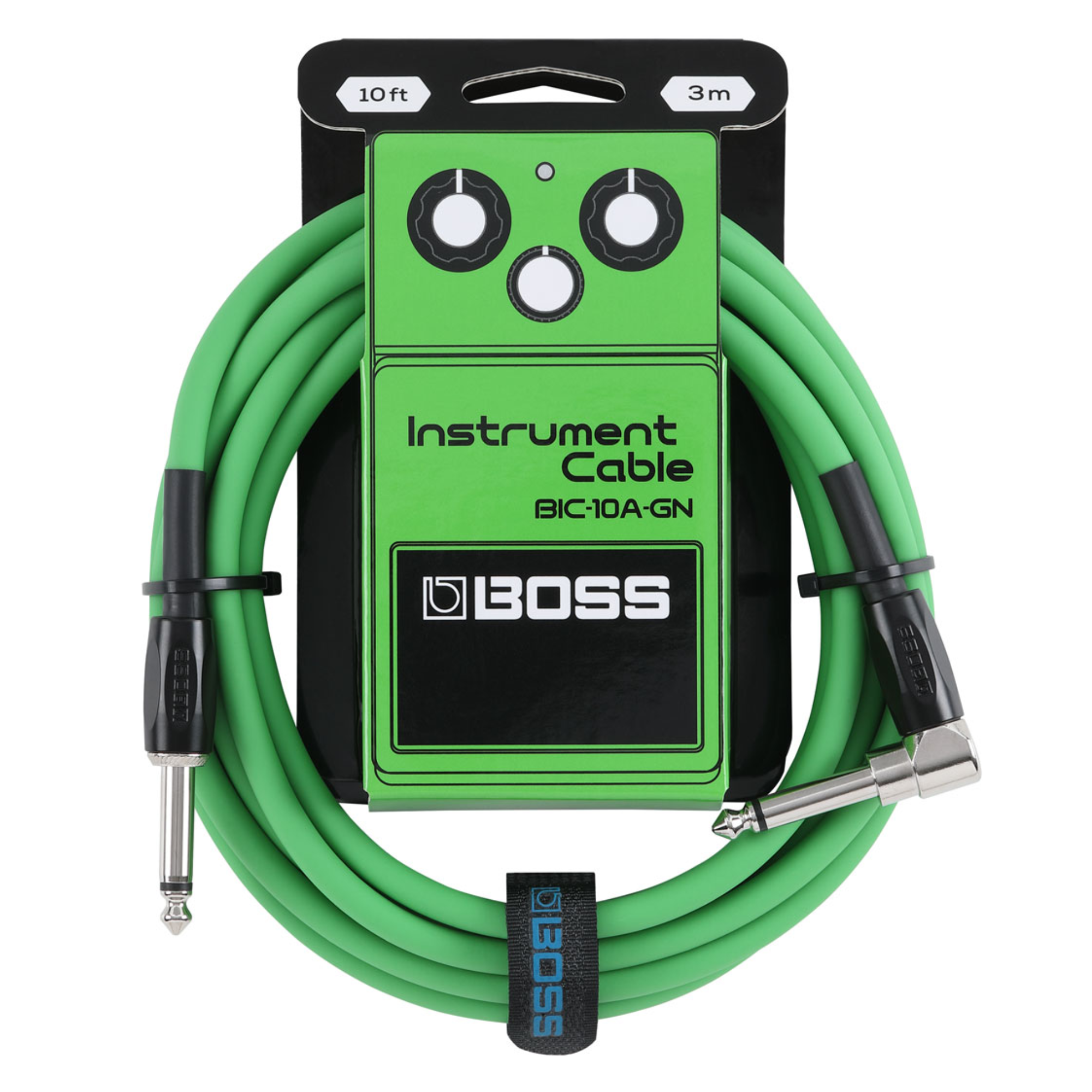 BOSS BIC-10A-BK Instrument Cable 10ft/3m AS Green