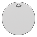 Remo Ambassador coated 26-inch bass drumhead showing the logo and textured surface for deep, resonant sound.