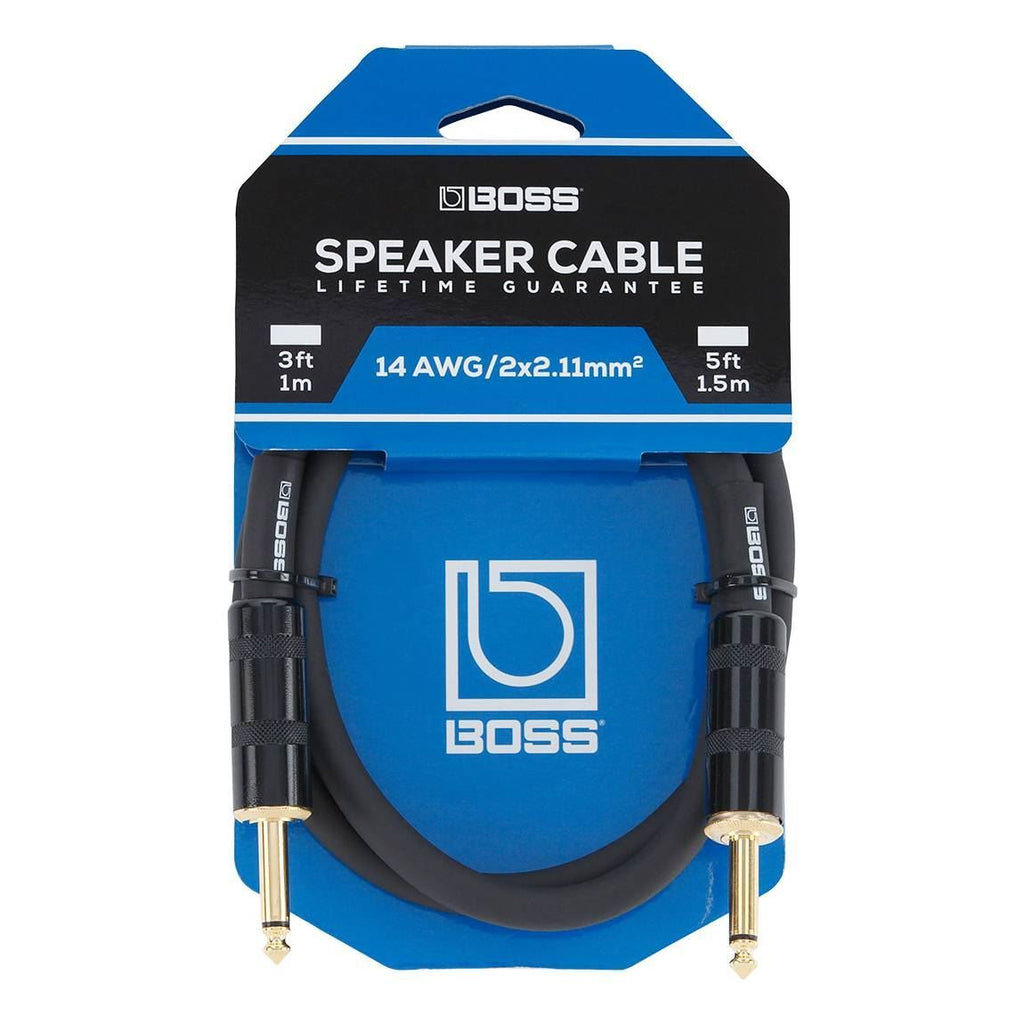 BOSS BSC3 5ft guitar speaker cable with durable connectors and black insulation for musical instrument connections