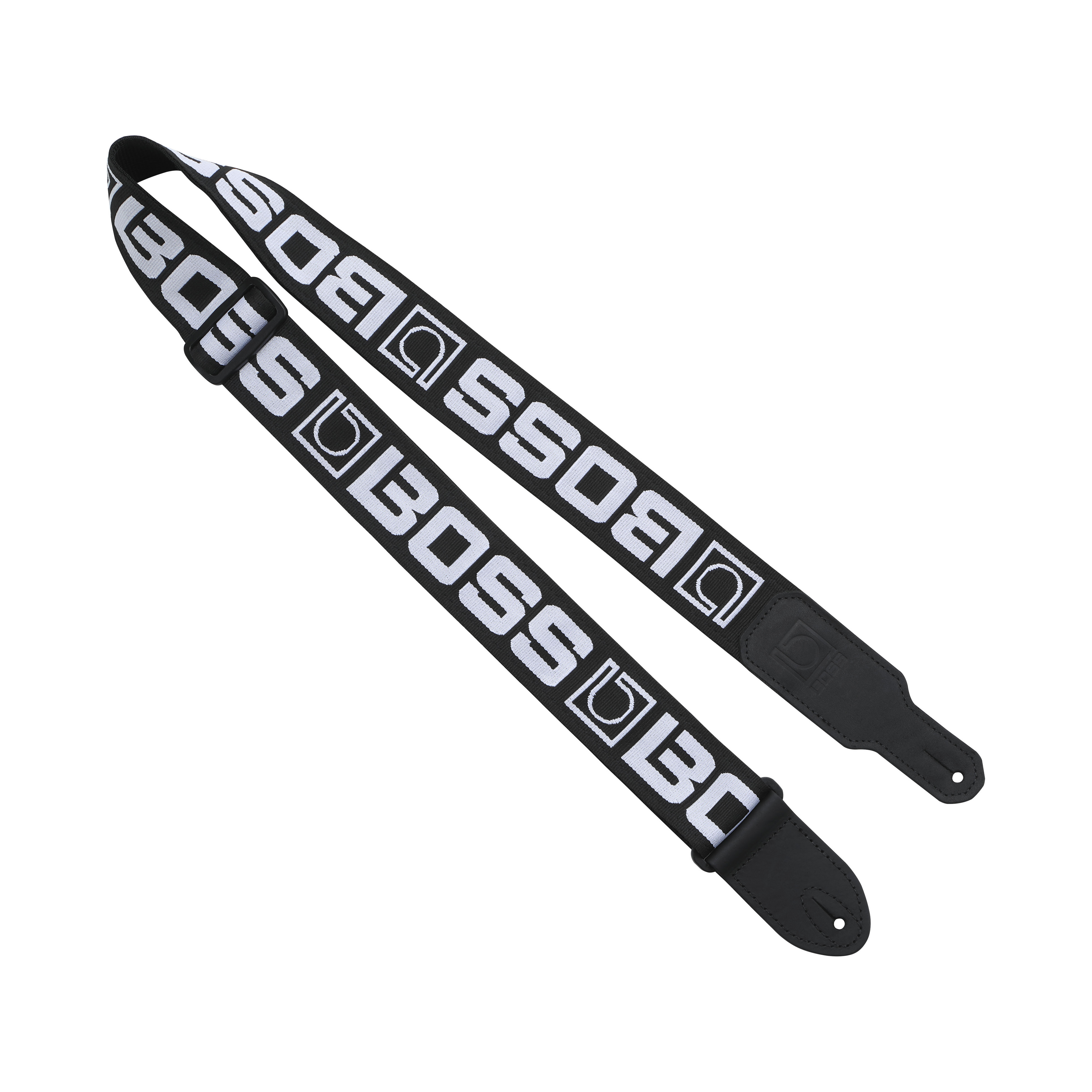 BOSS Monogram Guitar Strap - Black with White Logo